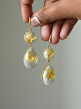 Load image into Gallery viewer, Sarso / Mustard Flower Double Gem Hook Earrings