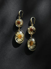 Load image into Gallery viewer, Himalayan Daisy Flower Double Gem Hook Earrings