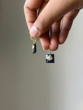 Load image into Gallery viewer, Sarso / Mustard Flower Huggie Earrings (Black) -1