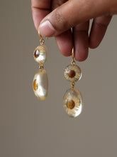 Load image into Gallery viewer, Himalayan Daisy Flower Double Gem Hook Earrings