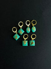 Load image into Gallery viewer, Sarso / Mustard Flower Huggie Earrings (Teal) -2