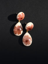 Load image into Gallery viewer, Verbena Flower Double Gem Drop Earrings