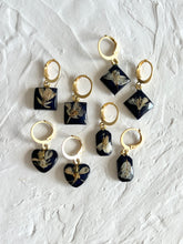 Load image into Gallery viewer, Sarso / Mustard Flower Huggie Earrings (Black) -2