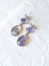 Load image into Gallery viewer, Larkspur Petal Double Gem Bow Hook Earrings