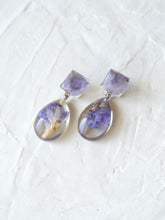 Load image into Gallery viewer, Larkspur Petal Double Gem Stud Dangler Earrings (925 Silver)