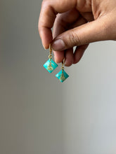 Load image into Gallery viewer, Sarso / Mustard Flower Huggie Earrings (Teal) -1