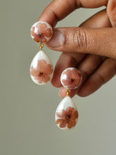 Load image into Gallery viewer, Verbena Flower Double Gem Drop Earrings