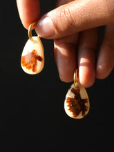 Load image into Gallery viewer, Orange Cosmos Flower Hoop Earrings