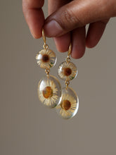 Load image into Gallery viewer, Himalayan Daisy Flower Double Gem Hook Earrings