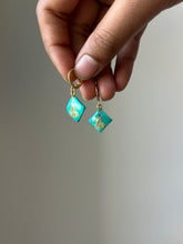 Load image into Gallery viewer, Sarso / Mustard Flower Huggie Earrings (Teal) -1