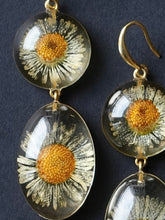 Load image into Gallery viewer, Double Himalayan Daisy Long Hook Earrings