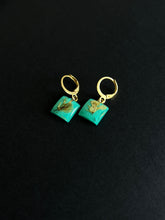 Load image into Gallery viewer, Sarso / Mustard Flower Huggie Earrings (Teal) -2