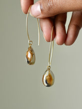 Load image into Gallery viewer, Blue Pea Petal Long Hook Earrings
