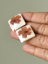 Load image into Gallery viewer, Verbena Flower Double Gem Stud Earrings (925 Silver)