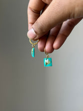 Load image into Gallery viewer, Sarso / Mustard Flower Huggie Earrings (Teal) -2