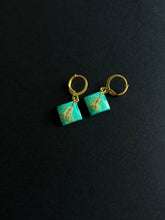 Load image into Gallery viewer, Sarso / Mustard Flower Huggie Earrings (Teal) -1