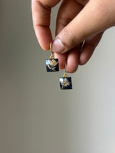 Load image into Gallery viewer, Sarso / Mustard Flower Huggie Earrings (Black) -1