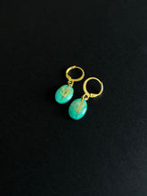 Load image into Gallery viewer, Sarso / Mustard Flower Huggie Earrings (Teal) -3