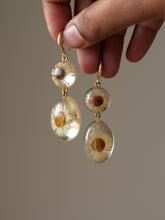 Load image into Gallery viewer, Himalayan Daisy Flower Double Gem Hook Earrings