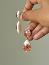 Load image into Gallery viewer, Verbena Flower Double Gem Drop Earrings