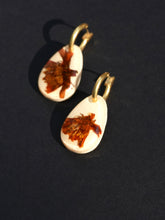 Load image into Gallery viewer, Orange Cosmos Flower Hoop Earrings