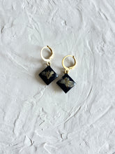 Load image into Gallery viewer, Sarso / Mustard Flower Huggie Earrings (Black) -2