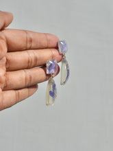 Load image into Gallery viewer, Larkspur Petal Double Gem Stud Dangler Earrings (925 Silver)