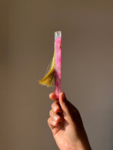 Load image into Gallery viewer, Real flower resin bookmark with pressed pink Bougainvillea petals and gold tassel, a thoughtful handmade gift for readers
