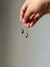 Load image into Gallery viewer, Sarso / Mustard Flower Kidney Hoop Earrings (Midnight) -2