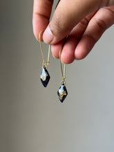 Load image into Gallery viewer, Sarso / Mustard Flower Kidney Hoop Earrings (Midnight) -2