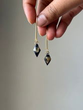 Load image into Gallery viewer, Sarso / Mustard Flower Kidney Hoop Earrings (Midnight) -2