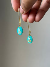 Load image into Gallery viewer, Sarso / Mustard Flower Kidney Hoop Earrings (Turquoise) -1