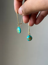 Load image into Gallery viewer, Sarso / Mustard Flower Kidney Hoop Earrings (Turquoise) -4