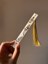 Load image into Gallery viewer, Unique botanical resin bookmark with gold tassel, ideal for gifting on special occasions or for personal use