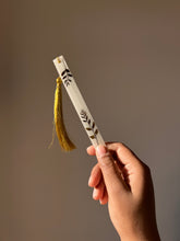 Load image into Gallery viewer, Pressed botanical leaf resin bookmark with a shimmering gold tassel, ideal for nature-inspired gifts and stationery lovers.