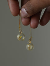 Load image into Gallery viewer, Sarso / Mustard Flower Kidney Hoop Earrings (Clear) -4
