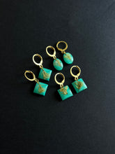 Load image into Gallery viewer, Sarso / Mustard Flower Huggie Earrings (Teal) -2
