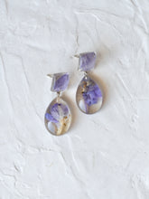 Load image into Gallery viewer, Larkspur Petal Double Gem Stud Dangler Earrings (925 Silver)
