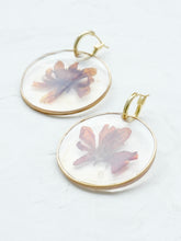 Load image into Gallery viewer, Orange Cosmos Flower Hand-Sculpted Hoop Earrings
