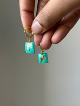 Load image into Gallery viewer, Sarso / Mustard Flower Huggie Earrings (Teal) -2
