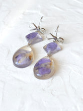 Load image into Gallery viewer, Larkspur Petal Double Gem Bow Hook Earrings
