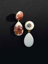 Load image into Gallery viewer, Verbena Flower Double Gem Drop Earrings

