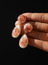 Load image into Gallery viewer, Verbena Flower Double Gem Drop Earrings
