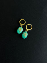 Load image into Gallery viewer, Sarso / Mustard Flower Huggie Earrings (Teal) -3

