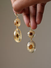 Load image into Gallery viewer, Himalayan Daisy Flower Double Gem Hook Earrings
