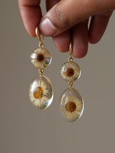 Load image into Gallery viewer, Himalayan Daisy Flower Double Gem Hook Earrings
