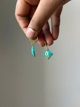 Load image into Gallery viewer, Sarso / Mustard Flower Huggie Earrings (Teal) -1
