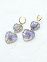 Load image into Gallery viewer, Larkspur Petal Double Gem Hoop Earrings -4
