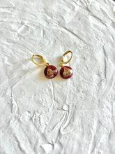 Load image into Gallery viewer, Sarso / Mustard Flower Huggie Earrings (Red) -2
