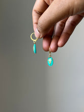 Load image into Gallery viewer, Sarso / Mustard Flower Huggie Earrings (Teal) -3
